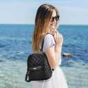 Marvolia Mini Backpack Vegan Leather Small Backpack, Black