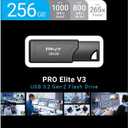 PNY PRO Elite V3 256GB USB 3.2 Gen 2 Flash Drive  Up to 1000MB/s Read, Up to 800MB/s Write, Extreme Performance for Professional Data Storage and Transfers, Premium Metal Design, Type-A Connector