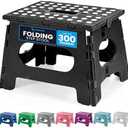 Handy Laundry Folding Step Stool - Sturdy Enough Collapsible Stool to Support Adults and Safe Enough for Kids - Opens Easy with One Flip - Great for Kitchen, Bathroom or Bedroom (Black - 9 Inch)