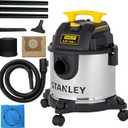 STANLEY 4 Gallon Wet Dry Vacuum, 4 Peak HP Stainless Steel 3 in 1 Shop Vacuum Blower with Powerful Suction, Vacuum for Job Site, Garage, Basement, Workshop, Top Handle, Portable Wet Dry Vac SL18301-4B
