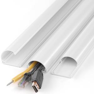 Cord Hider 39in (3 x L13in), Cable Cover for 2-4 Cords on Wall, Wire Hider for Wall Mount TV, Cable Raceway White W1.4inxH0.7in
