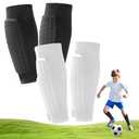 2 Pairs Soccer Shin Guards, Shin Guards Soccer Kids Youth Adult Calf Compression Sleeve with Honeycomb Pads Lightweight Calf Protective Gear for Football & Baseball Boxing MTB for Boys, Girls L