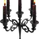 5 Arm Glossy Black Candelabra Taper Candle Holders Halloween Decorations Indoor Kitchen Décor Table Candles Candlestick Candelabra Centerpiece Gothic Home Decor Wedding 10 Inch Tall Metal Candelabra