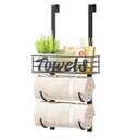 HapiRm Towel Racks for Bathroom Storage - 3 Tier Over The Door & Wall Mount Rolled Towel Storage Organizer Holder with Metal Shelf Basket for Small Bathroom, Camper, Rv - Black, Patented