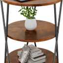 Big Side Table, 3-Tier Large Size Round End Table with X-Leg Design, Nightstand Bedside Table for Living Room, Bedroom, Drink Table Coffee Table for Patio, Indoor Outdoor Use, 16.5''x16.5''x22.8'' (Brown+black)