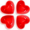 Sumind 4 Pack Valentine Heart Shaped Bowl Cute Ceramic Bowl Red Candy Dish Heart Shaped Plates for Home Fruit Salad Soup Cereal Snacks Dessert Pudding Kitchen Household Cooking Gifts(4.5 x 3.7 Inch)