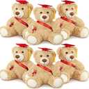 Aoriher 6 Pcs Class of 2026 Gifts Graduation Teddy Bears, 14 Inch Khaki Cute Soft Plush Stuffed Bears Animals with Cap, Diploma, Congratulations Sash, End of Year Gift for Kids Girl Boy Adult(Red)