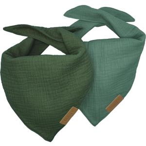 Premium Cotton Dog Bandanas - 2 Pack - Adjustable Fit - Washable - For Small, Medium & Large Breeds - Girl & Boy Dog Accessories - Multiple Sizes (Forest Green & Seafoam Green, Large)