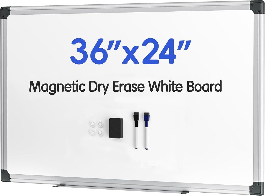 VUSIGN Magnetic Whiteboard 36"x24" Dry Erase Board for Wall, Silver Frame