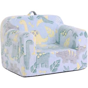 Toddler Chair Plush Kids Couch, Comfy Glow in The Dark Armchair with Removable and Washable Cover Carrying Handle Kids Sofa, Convertible Reading Chair Toddler Couch for Girls and Boys (Green Dinosaur)