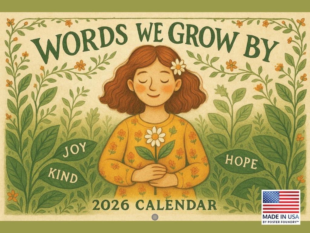 Words We Grow By Calendar 2026 Monthly Wall Calender 12 Month | American Made In The USA