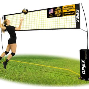 Volleyball Net Training  12' Wide, Portable Adjustable Height 7.4' to 8'  Includes Ground Stakes, Carry Bag  Indoor & Outdoor Use, Designed by Pro Athletes for Peak Performance