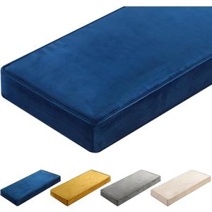 Wenqik Bench Cushions for Indoor Furniture 42x16x4 Inch Velvet Window Seat Cushions Thicken Tufted Bench Pad Memory Foam for Kitchen Dining Bay Patio Porch Swing(Royal Blue)