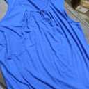 Borniu Womens Casual Summer Dresses 2025 Boho Sleeveless Sundresses with Keyhole Pleated Beach Solid Color T Shirt Dresses
 (Blue, XXL)