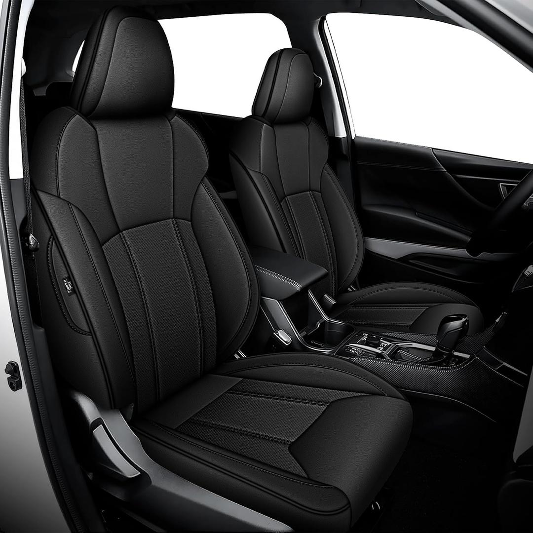 IKABEVEM Custom Fit Seat Covers for Subaru Crosstrek 2018 2019 2020 2021 2022 2023, Full Set Car Seat Cover Waterproof Faux Leather Airbag Compatible Black