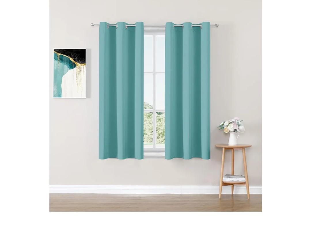 Curtains 63 inches Long for Bedroom - 2 Panels Set Grommet Thermal Insulated Room Darkening Curtains for Living Room