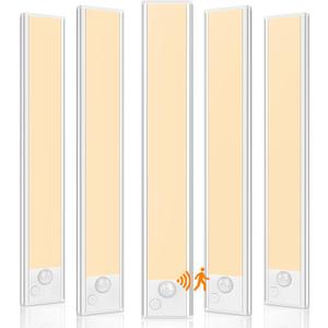 5 Pack Under Cabinet Lights, Rechargeable Under Cabinet Lighting Wireless, Motion Sensor Light Indoor LED Closet Lights Upgraded 2200mAh, Magnetic Under-Counter Light Fixtures for Kitchen Home, 10in (3000K)