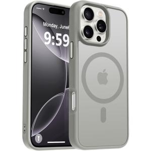 MOCCA Strong Magnetic for iPhone 16 Pro Max Phone Case, [Compatible with Magsafe][16FT Mil-Grade Drop Protection] Slim Translucent Matte Protective Cover Case for iPhone 16 Pro Max Case, Titanium Gray