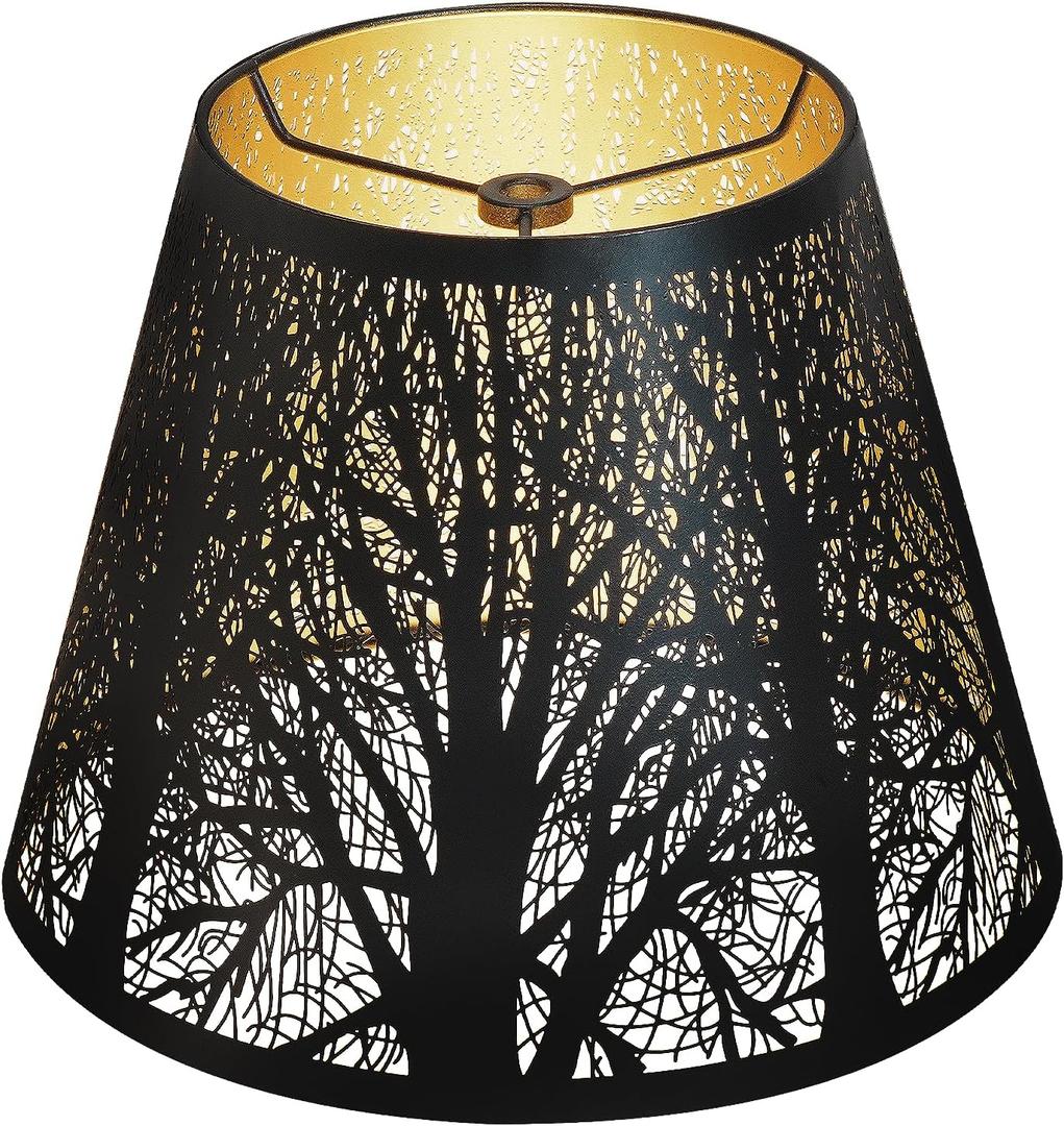 Small Lamp Shade, ALUCSET Barrel Metal Lampshade with Pattern of Trees for Table Lamp and Floor Light, Top Diameter 6 X Bottom Diameter 10 X Height 7.5 Spider