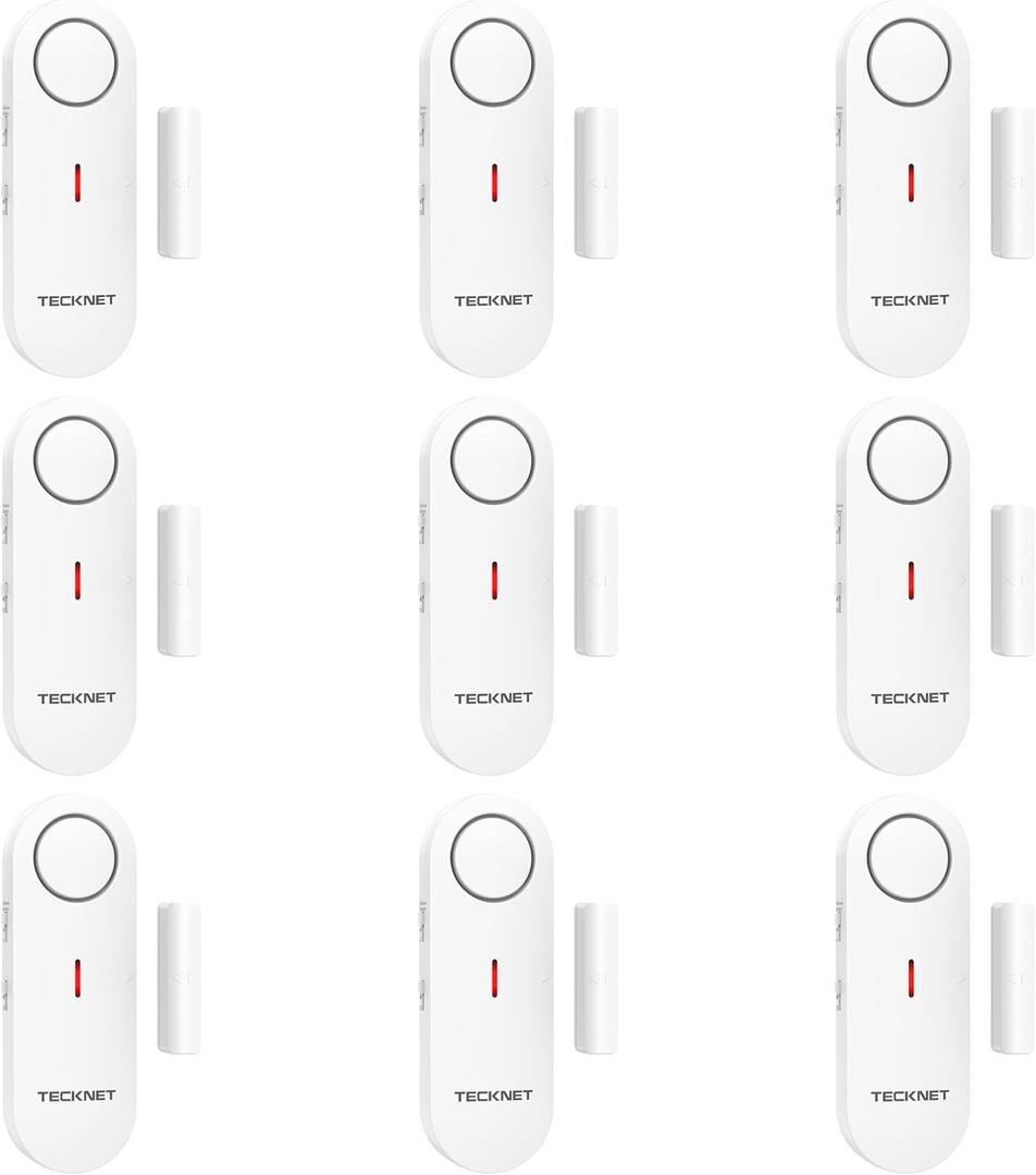 TECKNET Door Alarms for Kids Safety, Window Alarm Pool Alarms Door Alarm for Home Security, 2-in-1 Alarm & Chime, 3-Level Volume Control, Wireless Alarm for House Hotel Cars Sheds Caravans (9 Pack)