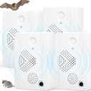 2026 Bat Deterrent Devices for Attic, 4 Pack Rechargeable Ultrasonic Bat Fortress Mini Keep Away, Indoor & Outdoor, Bird Deterrent System for Porch, House, Garages, Friendly to Human & Pet (White)