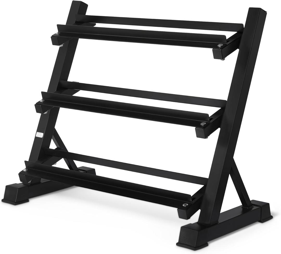 Amazon Basics 3-Tier Adjustable Dumbbell Weight Rack, Sturdy Steel Stand Only, Black