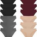FINETOO 12Pack Womens Seamless Underwear No Show Cheeky Panties Invisibles Briefs Soft Stretch Bikini Hipster XS