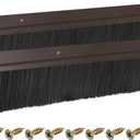 uxcell 2Pcs Door Brush Bottom Sweep H-Shape Aluminum Alloy Base with 2-inch Nylon Brush for Home, Industrial (39-inch L x 3-inch W, Brown)