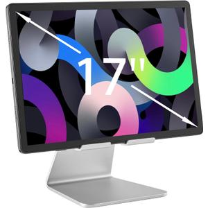 Heavy-Duty Tablet Stand for Desk, Portable Monitor Stand, iPad Stand, Especially Suitable for Large-Sized and Heavy Devices(7''-18''), with Superior Touch Stability.(Silver)