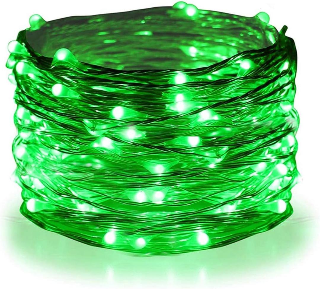 Twinkle Star 33FT 100 LED Silver Wire String Lights, St Patricks Day Fairy Lights Battery Operated LED String Lights for Christmas Wedding Party Home Holiday Decoration, Green Twinkle Star 33FT 100 LED Silver Wire String Lights, St Patricks Day Fairy Lights Battery Operated LED String Lights for Christmas Wedding Party Home Holiday Decoration, Green