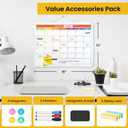 Colorful Whiteboard Calendar for Wall,16" x 12" Hanging Dry Erase Calendar Board, Monthly White Board for Home,School, Office