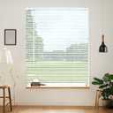Cordless Vinyl Mini L Blinds 44" W x 48" H, 1" Slat White Horizontal Windows L Blind for Door, Shades, Camper, Light Filtering, Interiors, Arrive 1/2 Inch Narrower Indoor
