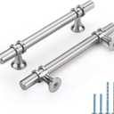 Rergy Cabinet Handles Drawer Pulls and Knobs, 10Pack Brushed Nickel 3-3/4inch Hole Center, Kitchen Hardware for Dresser Handle Zinc Alloy Furniture Pull (Hole Center: 3-3/4in(96mm))