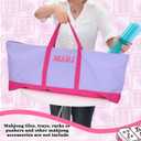 Mahjong Bag for Tiles and Racks Empty American Mahjong Tiles Carrying Tote 31.5 x 12 x 4 Inches Canvas Tile Games Accessories Gifts for Card Pushers Rack Mat Carrying, Case Only(Purple)