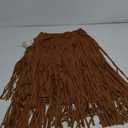 Locachy Womens Faux Suede Fringe Trim Midi Skirt Casual High Waist Bodycon Skirt (Medium, Brown)