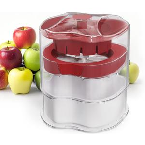 NEW Professional Apple Slicer and Corer 6.42in- Stainless Steel Apple Cutter with 16 Slices, Heavy Duty Design for Large Apples, Thin Slices, Compatible with Pears and Other Fruits, Red