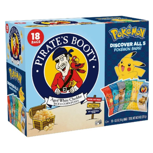 Pack of 3, Pirate's Booty Aged Chips White Cheddar Puffs Snack Multipack Pokemon - 9oz/18ct, BBD 01/26/26