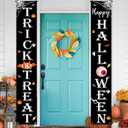 2 x Halloween Decorations Outdoor TRICK OR TREAT Happy HALLOWEEN Banner Porch Sign Decor Halloween Door Decorations for Home Indoor Outdoor Wall Party