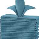 H.VERSAILTEX Linen Textured Cloth Napkins Set of 12 (18" X 18") Linen Textured Dinner Napkins Waterproof Extra Soft Thick Durable Reusable Napkins with Hemmed Edges, Heather Storm Blue