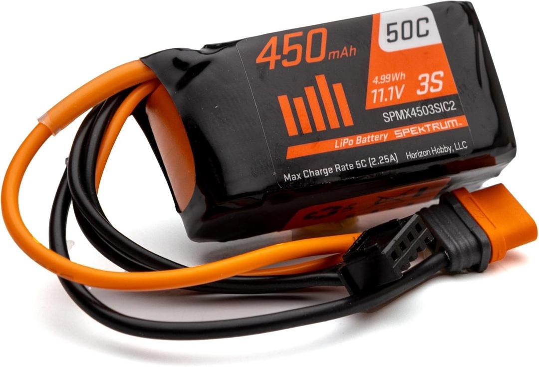 Spektrum 11.1V 450mAh 3S 50C LiPo Battery: IC2, SPMX4503SIC2