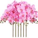 6 PCS Orchids Artificial Flowers Pink Fake Orchids Velvet Silk Orchids Faux Orchid Flowers 38 Inch Long Stem Artificial Flowers for Tall Vase for Home Wedding Decoration(Light Pink)