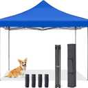 OLIXIS 10x10ft Pop Up Canopy Tent, Beach Canopy, Sun Shade, Royal Blue | Beach Canopy with Windproof Sand Bags, Heavy Duty Portable Shelter for Yard Party Events Outdoor Camping