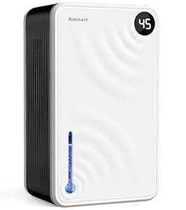 Dehumidifier, Dehumidifiers for Home (1000 sq.ft), 98 OZ Dehumidifier for Basement Bathroom Bedroom, Auto Shut Off Dehumidifiers, Timer Setting, Digital Display, Drain Hose, 7 Colors Light, White