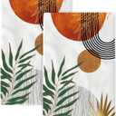 Mid Century Dish Towels 16x24 inches Pack of 2, Boho Modern Abstract Orange Gold Sunset Kitchen Towels, Hand Towels, Bohemian Style Tropical Leaf Bathroom Decor for Home Decor