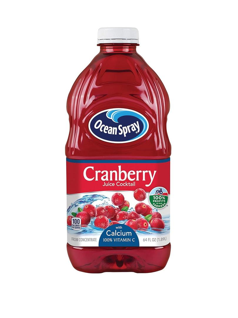 Ocean Spray Cranberry Cocktail Calcium Non Round, 64-Ounce Bottles (Pack of 8) (EXP 06/20/26)