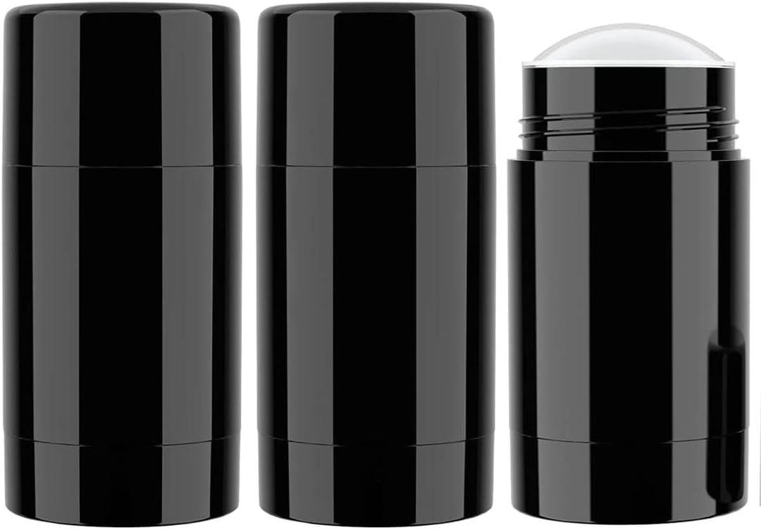 Tekson 2.5oz Empty Refillable Deodorant Containers, 3PCS Twist-UP Containers Tubes, Empty Balm Travel for Lotion Stick (Black)