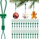 36 Pcs Adjustable Christmas Ornament Hooks, No-Slip Cat Child Proof Ornament Hangers String for Hanging Christmas Tree Decorations, Strong Accessorie for Small & Large Ornaments (Shiny Green)