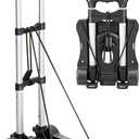 Small Folding Hand Truck Dolly with 2 Wheels, Foldable Luggage Cart, Lightweight Aluminum Collapsible Trolly Portable Dolly for Moving Airport Travel Use