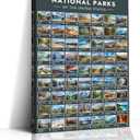 US National Parks Explorer's Guide Poster 63 Scenic Artworks Pop Chart Canvas Wall Art Prints Travel Bucket List Road Trip Adventure Checklist Gift for Travelers Framed 16 * 24inches