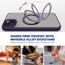 pcgaga Magnetic Phone Case for iPhone 15 [Compatible with Magsafe ] [Built-in Invisible Stand] + Screen Protector, Translucent Matte PC Cover with Slim TPU Frame 6.1" (Purple)